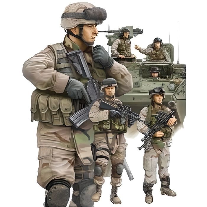 Figurines US infantry et équipage de blindé en Irak 2009