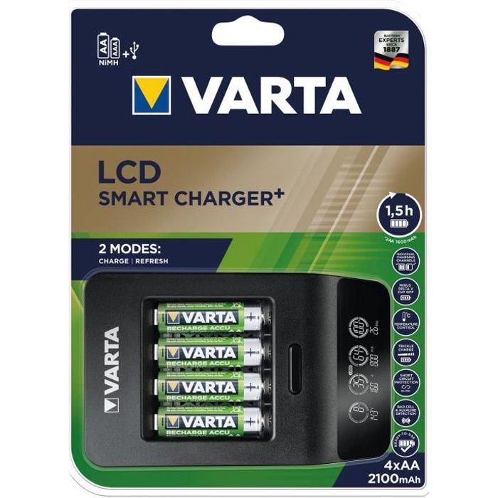 VARTA - LCD smart chargeur 4 AA accu power 2100 mAh incluses