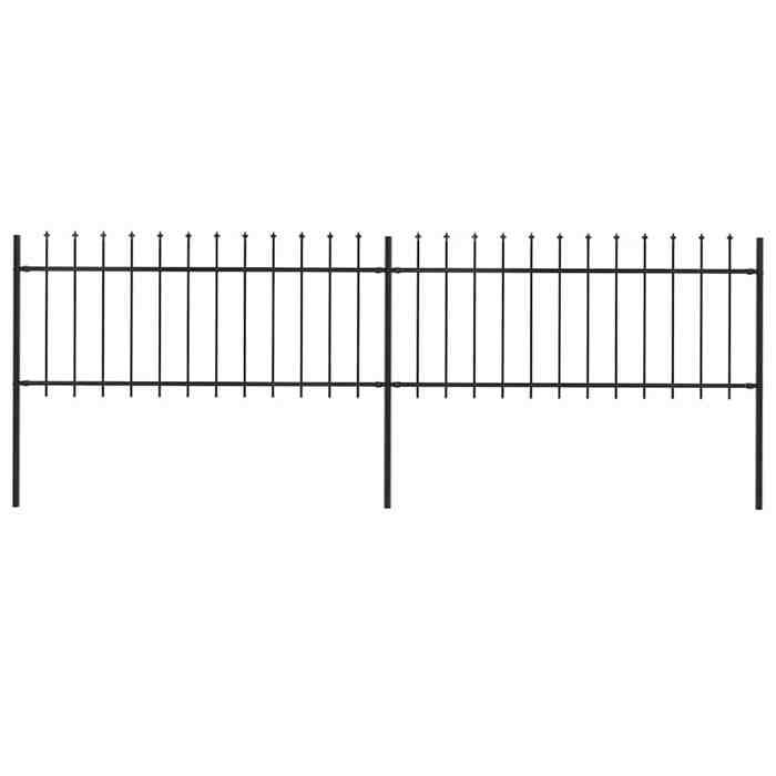 vidaXL Clôture de jardin avec dessus en forme de lance en acier 337 x 80 cm Noir 277603