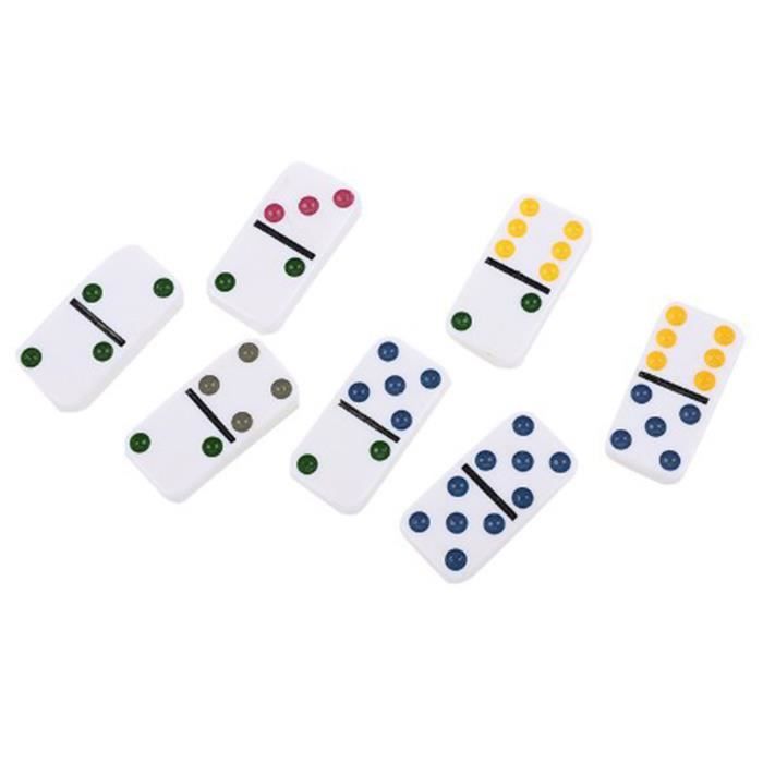 Jeu De Dominos Classique 28 Pièces épaisses - Boîte En Bois - Pour Adultes Et Famille - Pièces Colorées, Son Clair