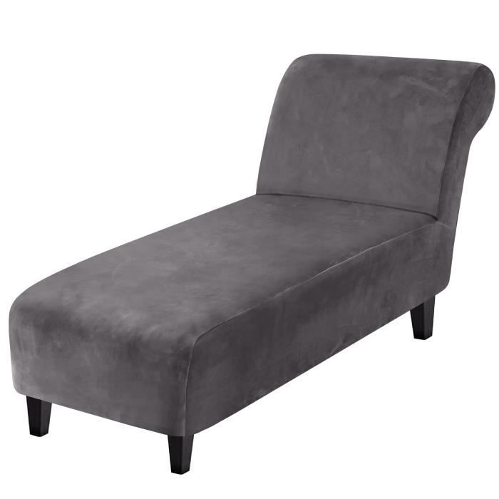 Housse de chaise longue en velours housse de canapé inclinable extensible sans accoudoirs pour salon chambre à coucher - gris