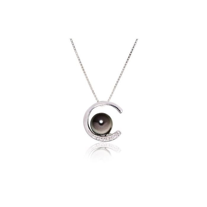 Collier Argent Sterling Avec Perle Noire De Tahiti Et Spinelle - Marque Rosemimosa - Neuf Avec étiquettes