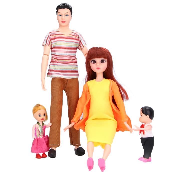 Ensemble De Poupées Familiales, Ensemble De Poupées Maman Papa Mama Enceinte Femme Homme Bebe Beaux Vetements Poupees Articu Amz