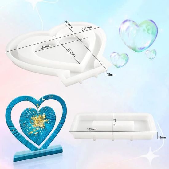 Moules Silicone Cœur Et Oiseaux Pour Résine Époxy - Cadres Photo DIY, Déco Maison, Cadeaux
