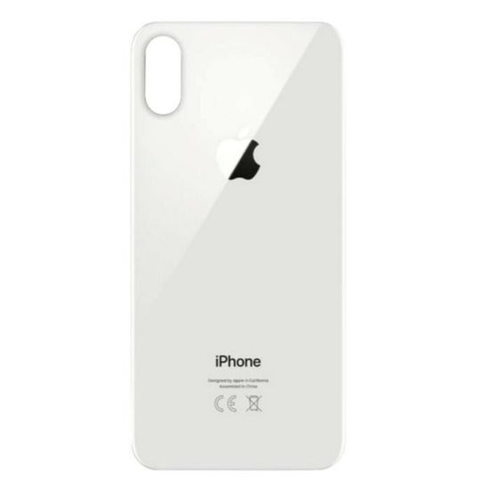 Vitre Arrière Remplacement Pour IPhone XR Blanc - Logo Adhésif Grand Trou - Neuf