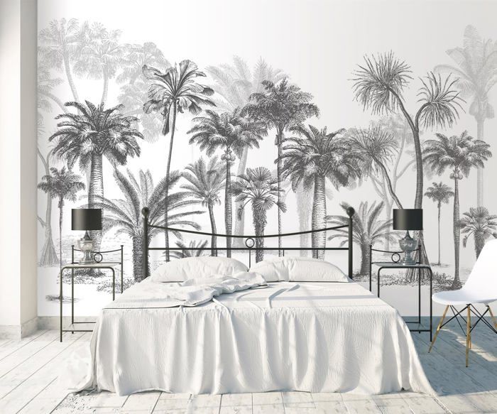Tapisserie Tropicale Noir Et Blanc