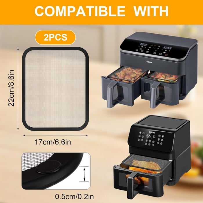 2 Pièces Protection Anti-éclaboussures Pour Cosori Air Fryer