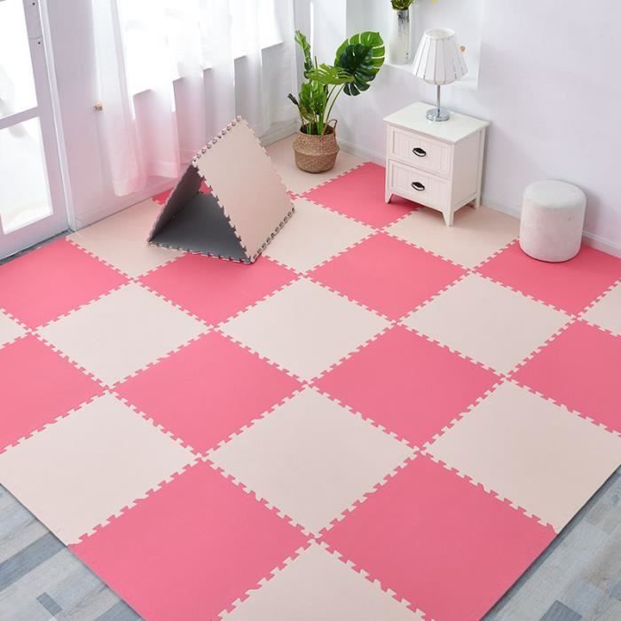 Tapis De Puzzle EVA WELLDER – 18 Pièces Rose/Gris 29,5x29,5cm, Anti-dérapant Et Non Toxique, Certifié CE Pour Bébés Et Enfants