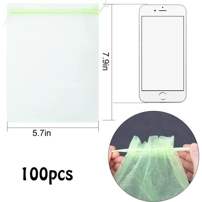 Lot de 100 sacs de protection pour fruits – Filet anti-insectes pour arbres fruitiers – Sacs en maille avec cordon de serrage pour protéger les tomate | Leroy Merlin