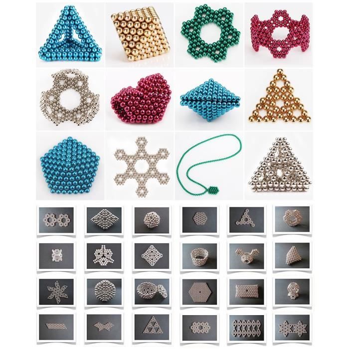 progrès-Cube Magnétiques 1000 Billes 3mm magique Buckyballs 10 couleurs  Boules Aimantées Aimants Puissants pour Tableaux Magnétiq