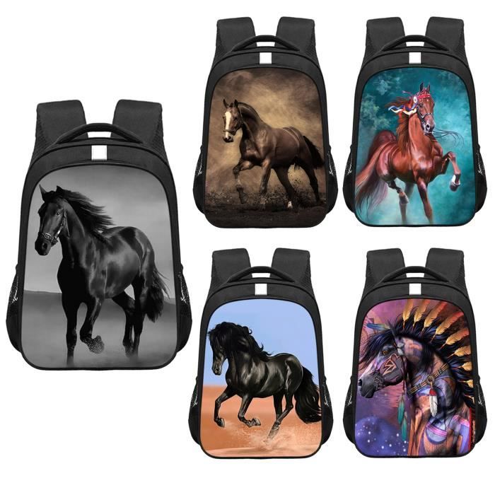 Sac a dos cheval licorne Dab Blackhorse23 16 Pouces Noir Enfant Dos Garcon
