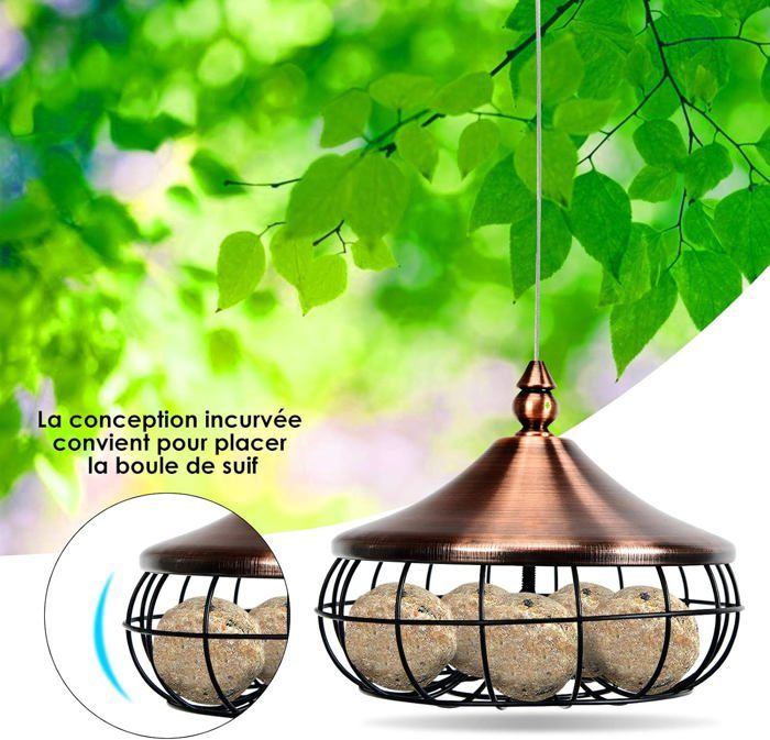 Mangeoire à Oiseaux En Métal à Suspendre - Mangeoire à 6 Ports En Métal