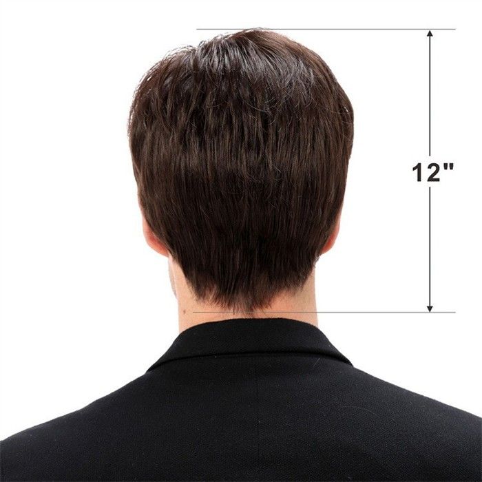 Perruque Homme Cheveux Naturels Châtain - Court, Bonnet Large, Style Naturel, Neuve Avec étiquettes