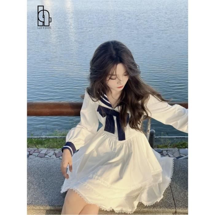 Robe douce a col marin pour femmes Style Preppy japonais blanc 2023 C467780183 Blanc Cdiscount Pret a Porter