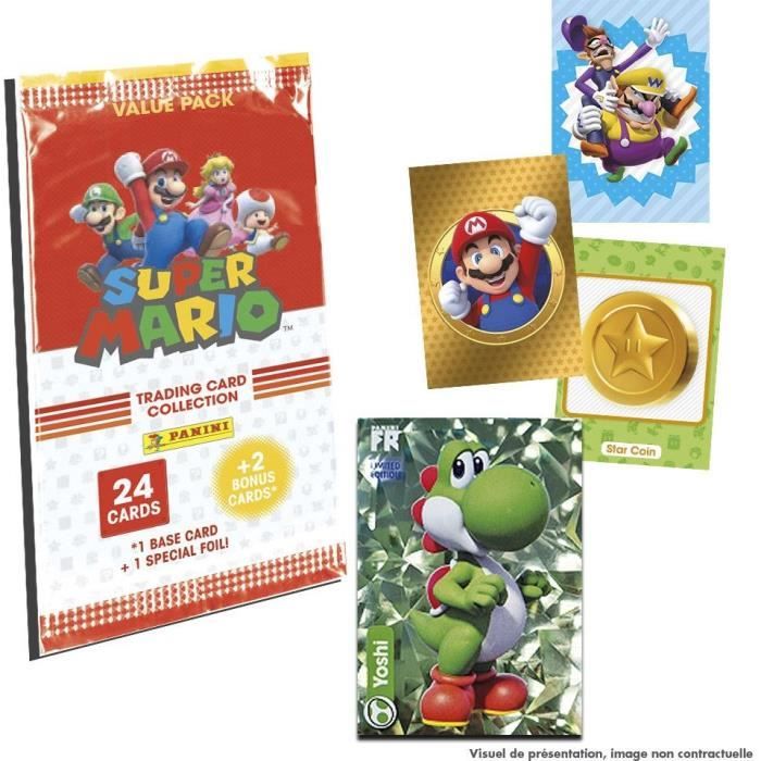 Panini Super Mario Trading Cards - Boîte De 18 Pochettes Avec Cartes Or Et Argent