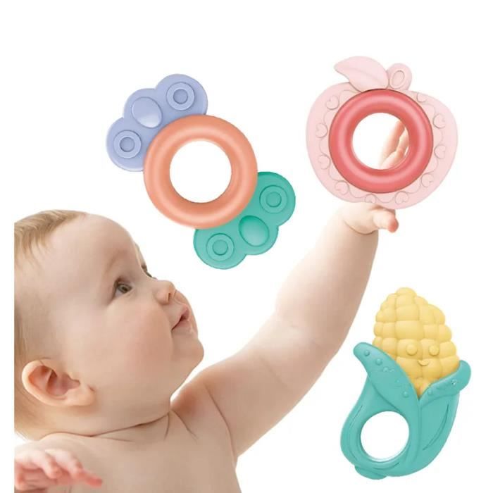 Hochet Bébé Et Anneau De Dentition Lot 13 Pièces - Jouets Sensoriels Montessori 0-12 Mois, Silicone Alimentaire