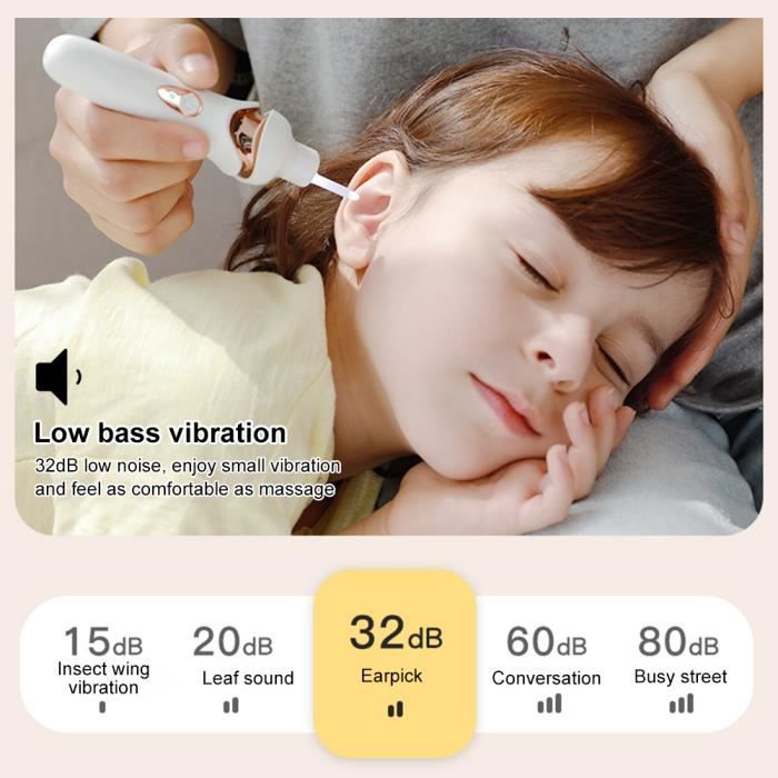 Nettoyant oreilles par aspiration - Otoscope - Enlève le cérumen sous vide,  par aspiration - Nettoyeur d'oreille électrique - aspirateur nasal pour  enfants et adultes.