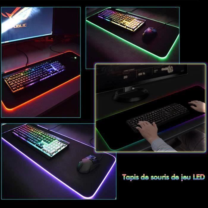 Tapis de Souris Gamer Lumineux Tapis de souris LED Light, Gaming Mouse Pad  avec LED Rétro-Eclairage RVB avec câble USB, 780x 300 x 4 - Cdiscount  Informatique