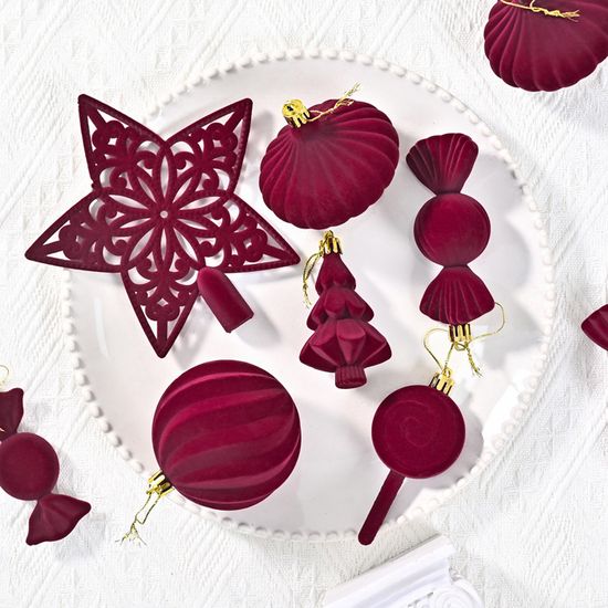 46 Boules De Noël En Velours, Boules De Noël Incassables En Plastique