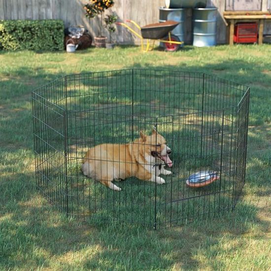 Parc enclos pour chiens cloture en metal - Cdiscount