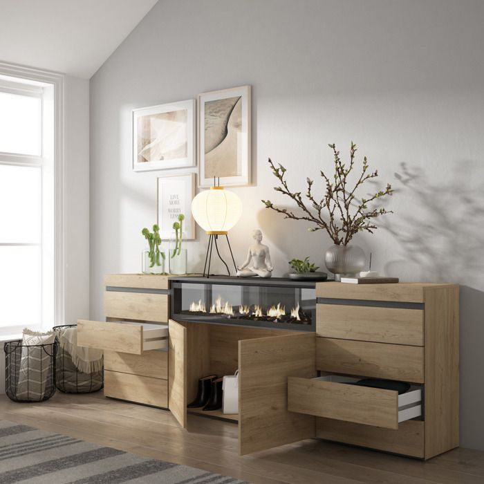 Commode, Buffet, Armoire, 214x35x75 cm, Chambre à coucher, pièce ...