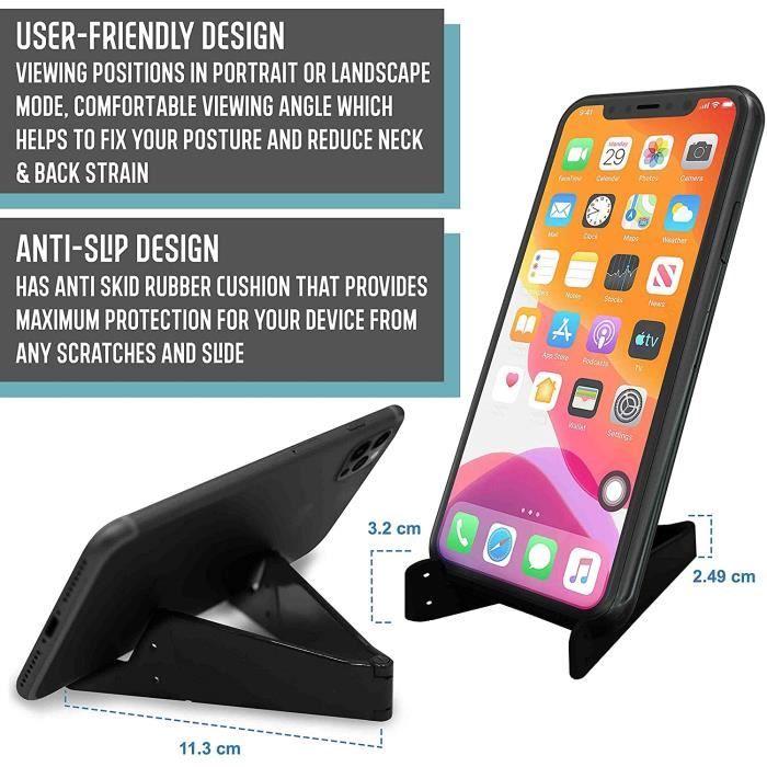 Support Téléphone Bureau Moreik - Socle Réglable Pliable Avec Patins Silicone