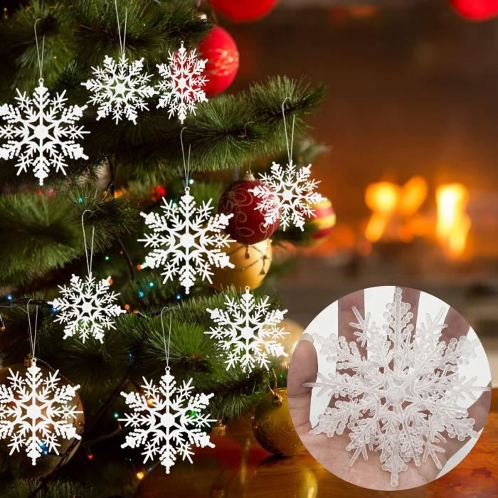Flocon de Neige Blanc en Bois • Déco de Noël à suspendre dans le Sapin