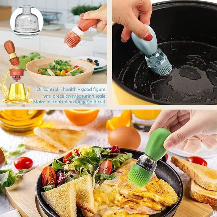 Bouteille à Huile Avec Pinceau Intégré - Distributeur Cuisine Sans BPA, échelle Graduée 175/350 Ml - 4