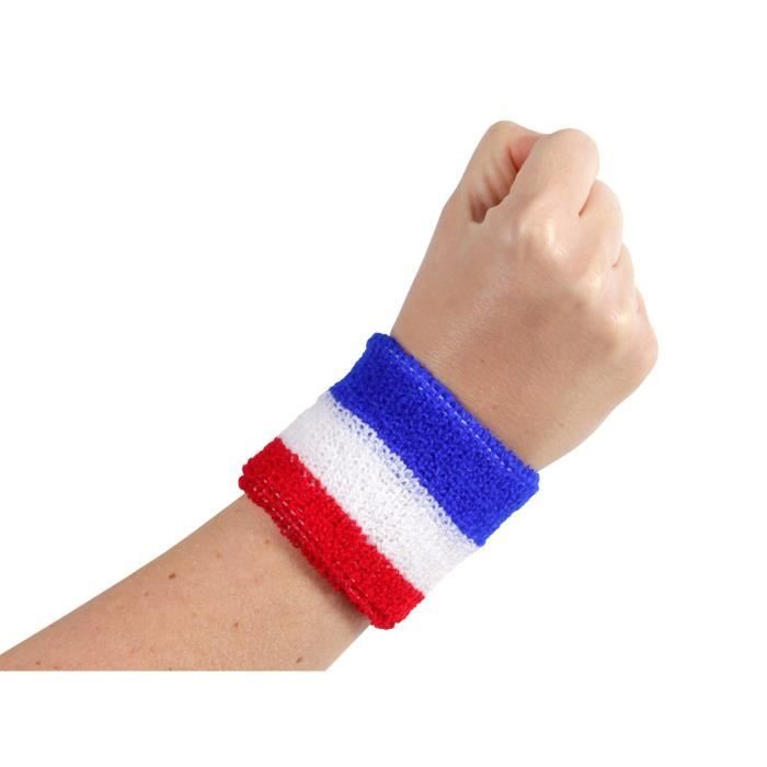 Lot de 2 Poignet de tennis bracelet éponge (Alsino 00/0763) tricolore  supporter France bleu blanc rouge accessoire homme femme - Cdiscount Jeux -  Jouets