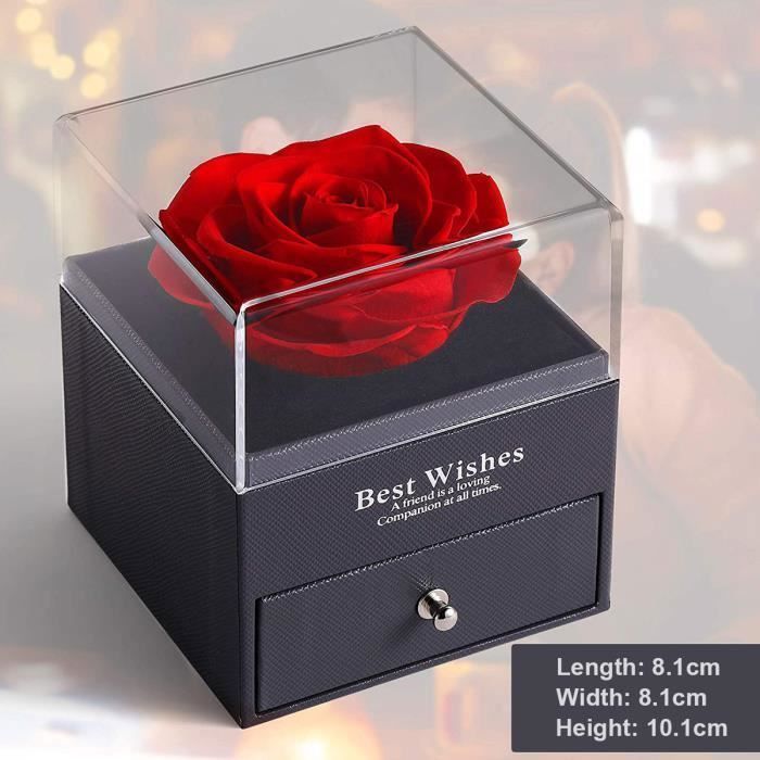 Cadeau Femme Rose éternelle Avec Collier – Coffret Cadeau Romantique Anniversaire, Saint-Valentin, Fête Des Mères | Fleur Préservée + Bijou - 7