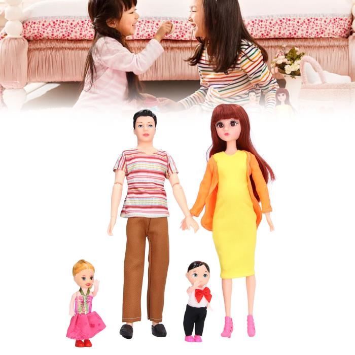 4 Pcs Ensemble De Poupées Familiales Enfant Faire Semblant Jouer À Des