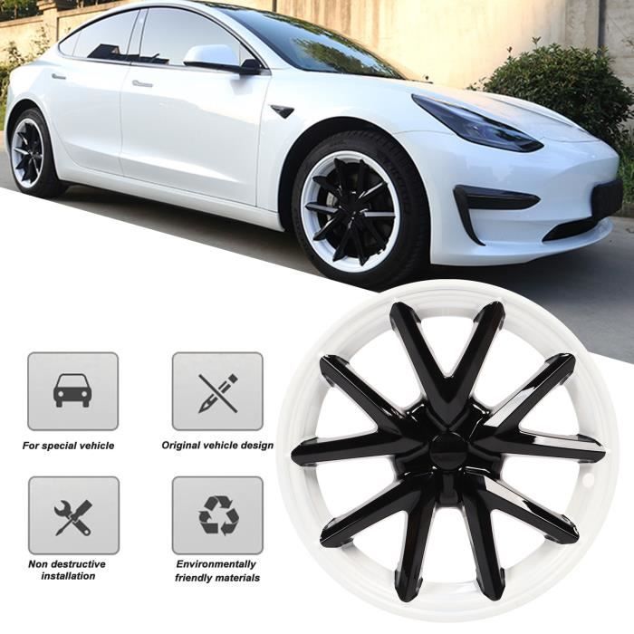 Enjoliveur de roue 4pcs 18in Wheel Cover Hubcap Blanc Noir Jante Cover  Remplacement pour Tesla Model 3 2017‑2022 - Cdiscount Auto