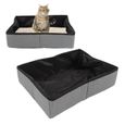KEENSO Bac à litière pour chat Bac à litière pliable en tissu pour chat, imperméable, Portable, pour animalerie hygiene S Gris-3