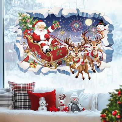 Père 3d Wall Sticker Noel, 45,7x38,1cm Sticker Mural Qui Brise Père