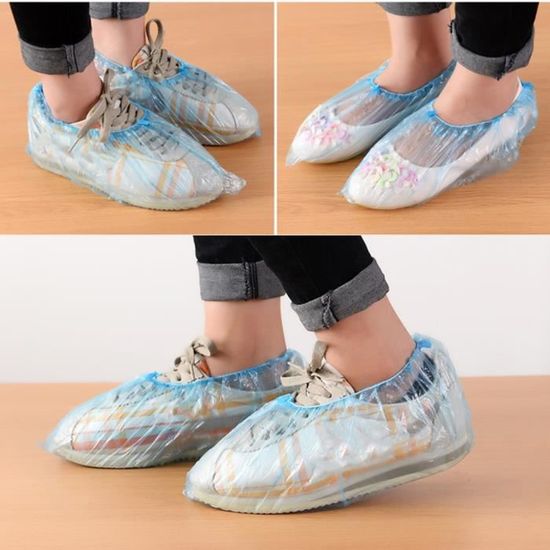 100PCS plastique couvre-chaussures jetables Surchaussures médical étanche C3