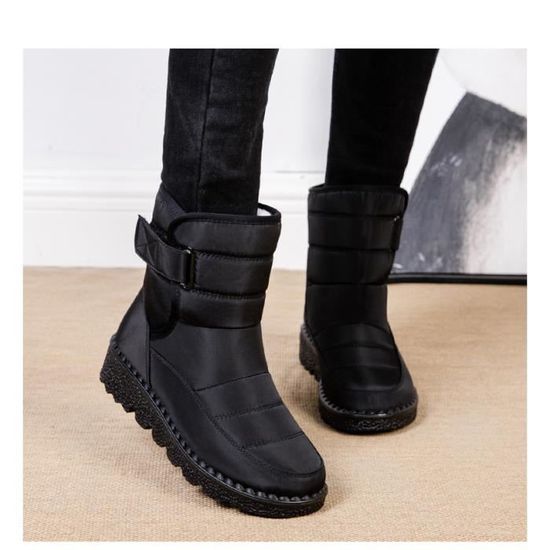 Bottines de neige a talons carrés laine doublure bien chaude cheap