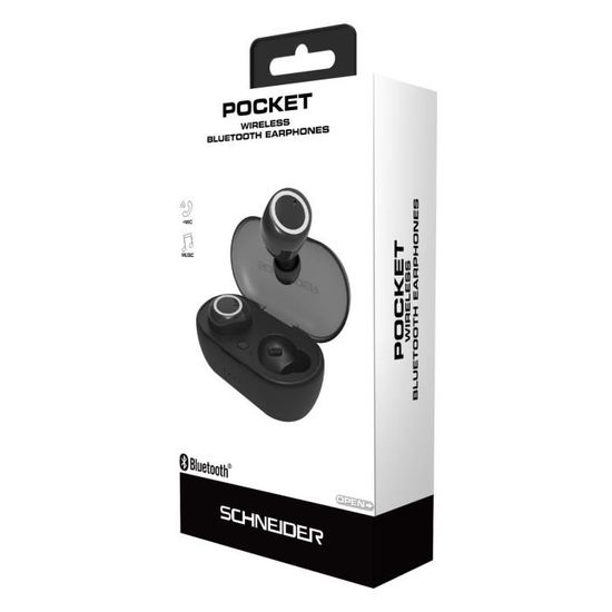 Schneider Pocket Earbuds Bluetooth Noir + Micro - Cdiscount TV Son Photo