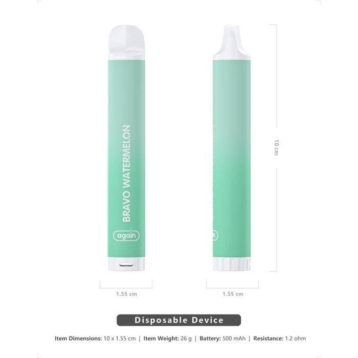 Puff Sans Nicotine lot de 2, 2 * 600 taffs, Douce Pastèque, DTL R.[Z400 ...