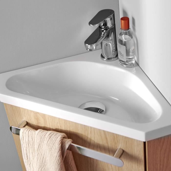Meuble lave-mains d'angle blanc SKINO - MOB-IN - Skino - Vasque en résine -  Porte réversible - Cdiscount Bricolage