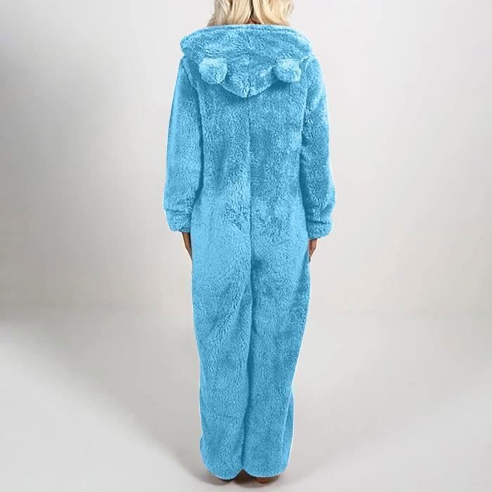 Pyjama D’hiver Femme 2 Pièces Avec Broderie Chat – Capuche à Oreilles De Chat – Polaire Douce Et Chaude – Pour Détente Et Soirée