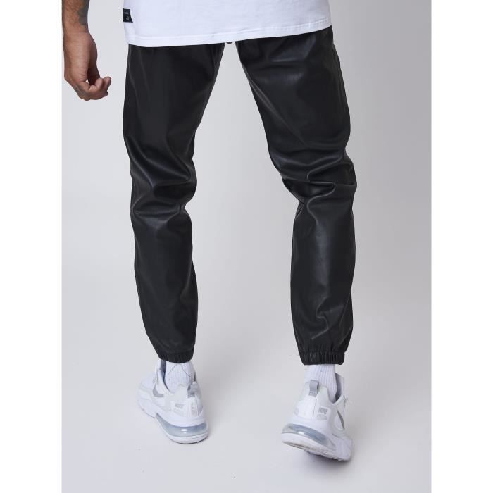 Bas de jogging simili cuir avec empi cement r fl chissant