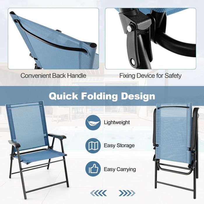 GOPLUS Lot De 4 Chaises Pliantes Jardin Blanc – 350 Kg, Métal + PP, Idéales Fêtes Et Événements