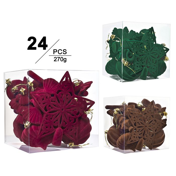 Lot De 40 Boules De Noël En Velours Bordeaux - Diamètre 6 Cm - Incassables - Pour Sapin, Décoration Fête - 5