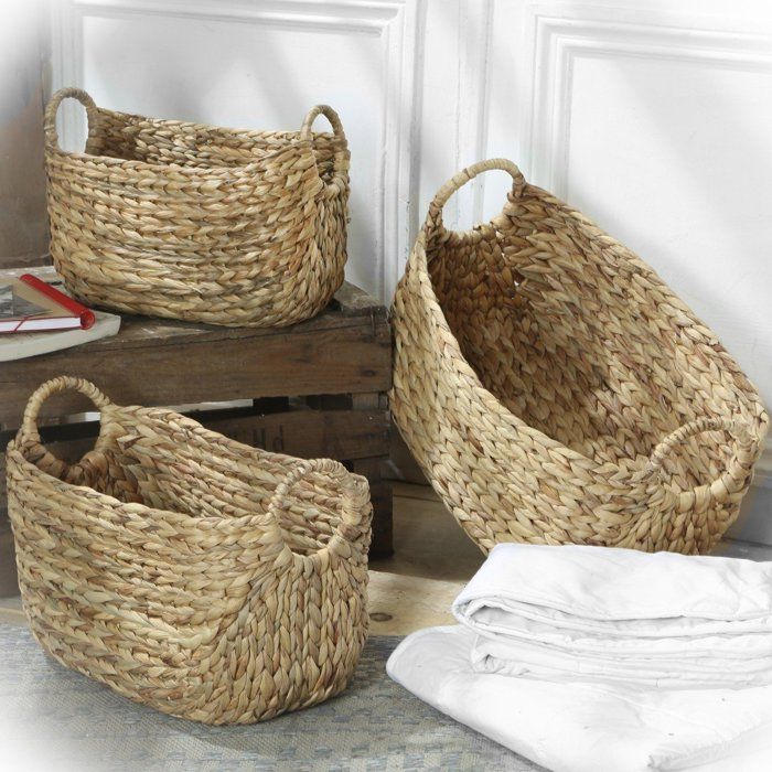 Panier Plus Wc Panier Rangement En Jacinthe D'eau - Pour Papier Toilette/magazines - 43x16.5x25cm - Tissé Main Panier Jacinthe D'eau