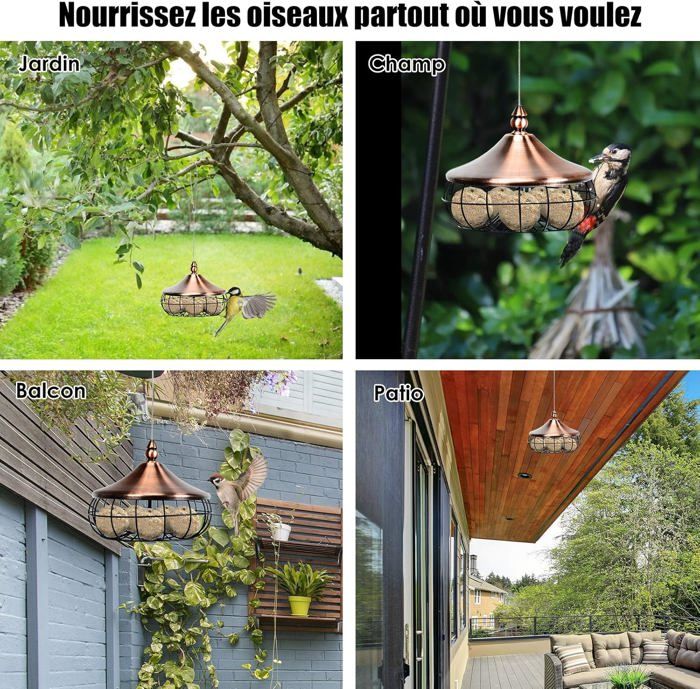 BOY Mangeoire à Oiseaux En Métal Maille Mangeoire Pour Oiseaux Cour