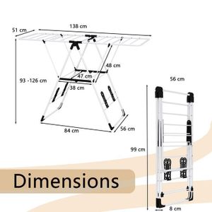 HIARAN Étendoir à Linge Pliable De 121 Cm De Haut Avec 16 Bras Pour Cintres, Trépied, Supportant 30 Kg, étendoir à Vêtements Pour Balcon, Chambre à Coucher, Ménage (Gris) Lucky Star