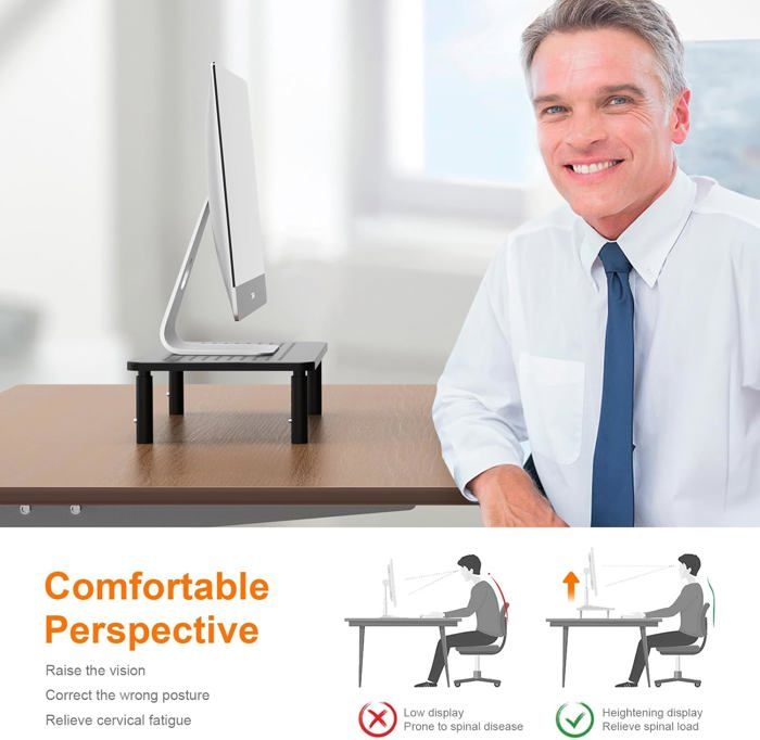 Rehausseur Ecran PC Bureau,Support de Moniteur Réglable en Hauteur (3 ...