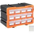 Organisateur pour outils plastique transparent 29,5x19,5 x16cm boîtes rangement 24 compartiments tiroirs caisse vis incluses-0