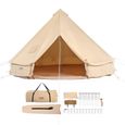 Tente de camping - VEVOR - 4 Saisons  Familial avec Trou de Poêle, pour Glamping Jusqu'à 8Personnes, Hauteur300cm, Diamètre5m-0