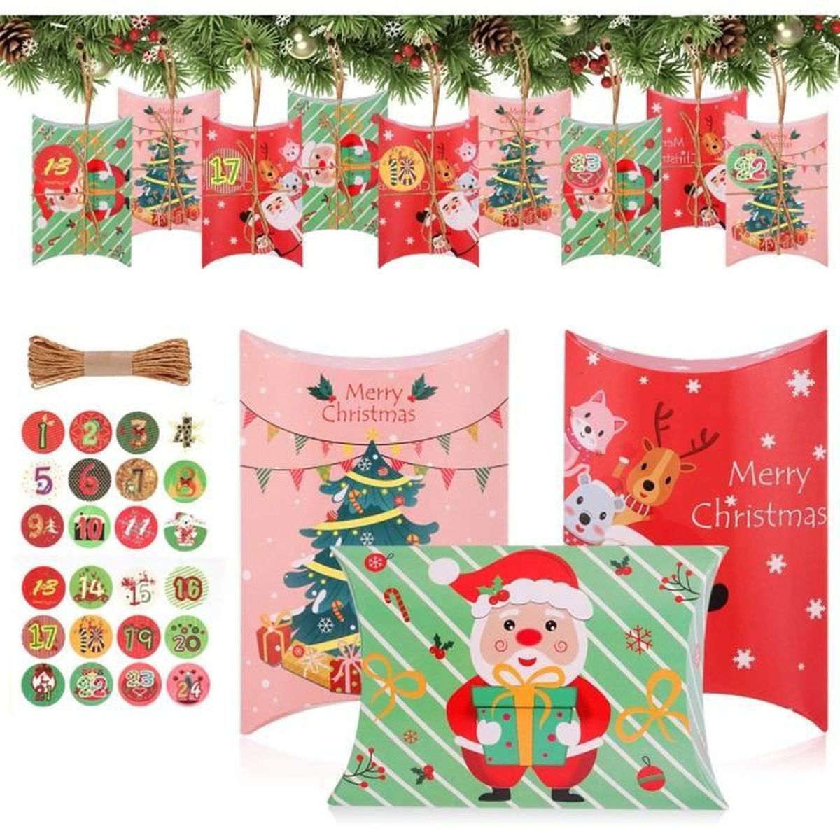 24 Calendrier de l'Avent, Noël Calendrier Boites, Calendrier Avent a